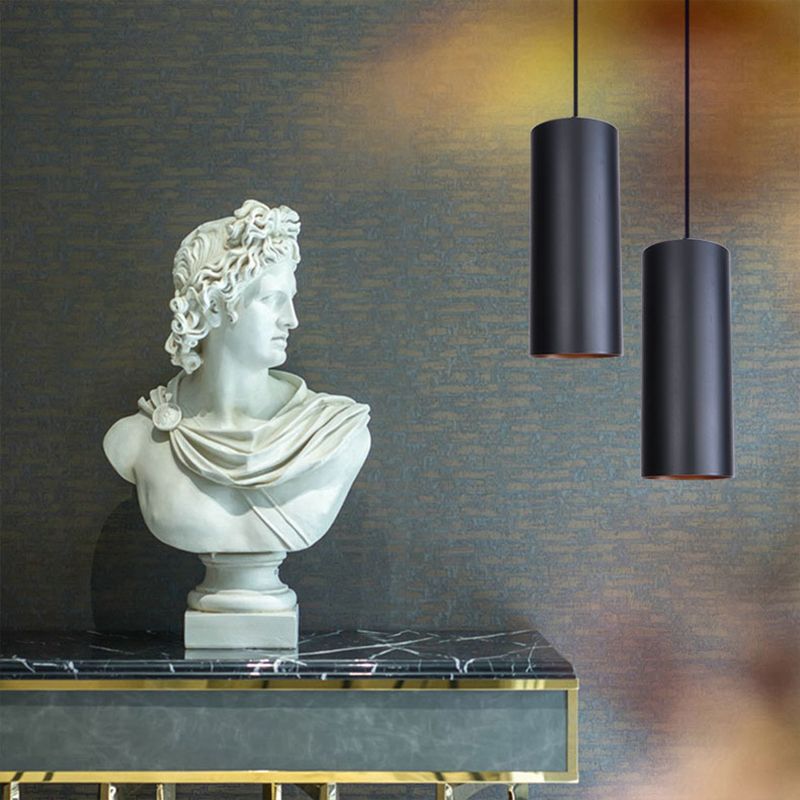 Post-modern Style Metal Hanging Light 1-Light Frosted Black Bedroom Pendant Lamp with 39.3" Adjustable Suspension Wire