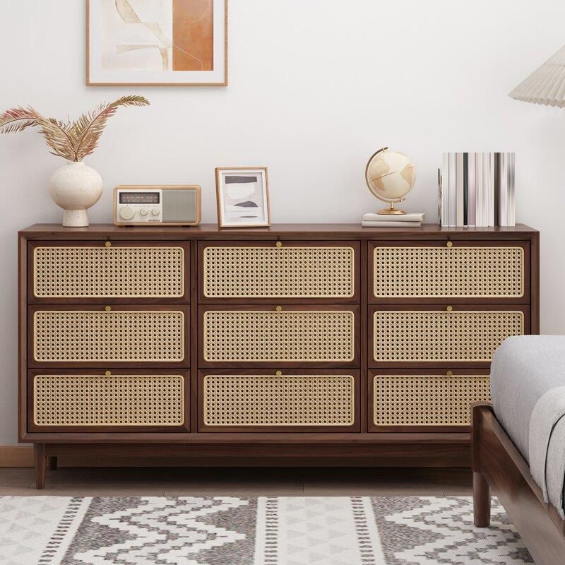 Traditional Storage Chest Dresser Wooden Chest with 9 Drawers