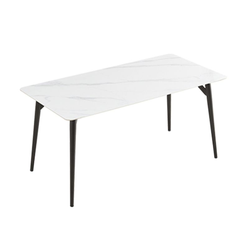 Contemporary Rectangular White Stone Top Dining Table with Legs