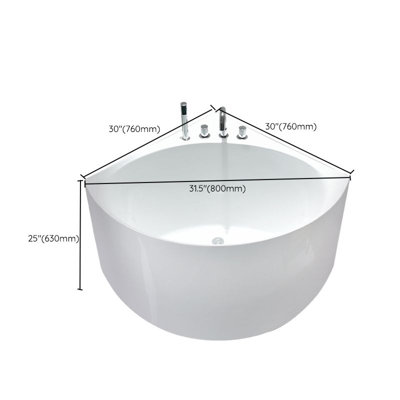 Modern Acrylic Corner Bath 24.8-inch Tall Soaking White Bathtub