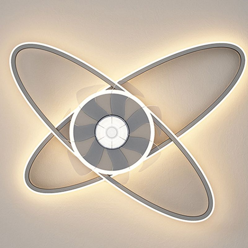 Oval 3 - Light LED Fan Light in Black / Gold Modern Ceiling Fan