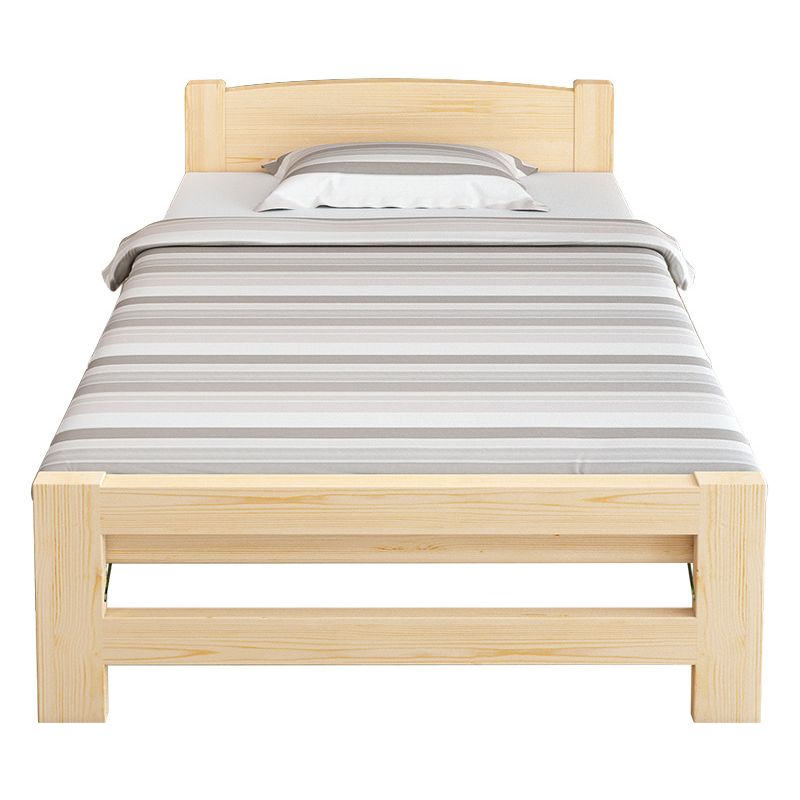 Natural Pine Wood Bed Frame Nordic 21.65" H Folding Bed with Headboard