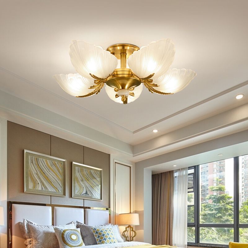 Lampada da soffitto in vetro con montaggio a semi-incasso Lampada da soffitto in ottone stile moderno