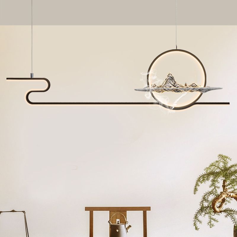 Linear de la iluminación de la isla Linencia colgante de 2 luces de metal moderno