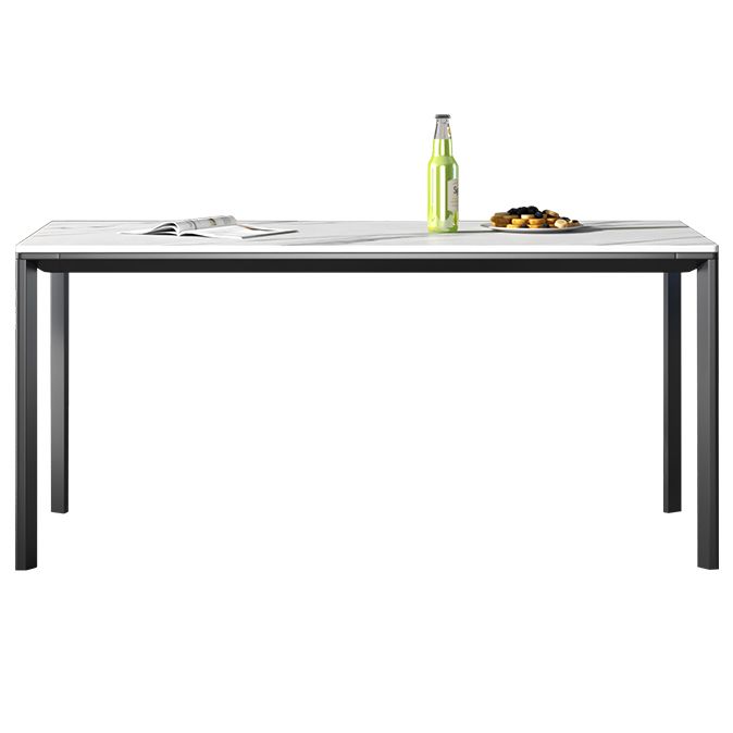Gesinterde stenen eettafel industrieel zwart 4 poten basis rechthoektafel voor thuis