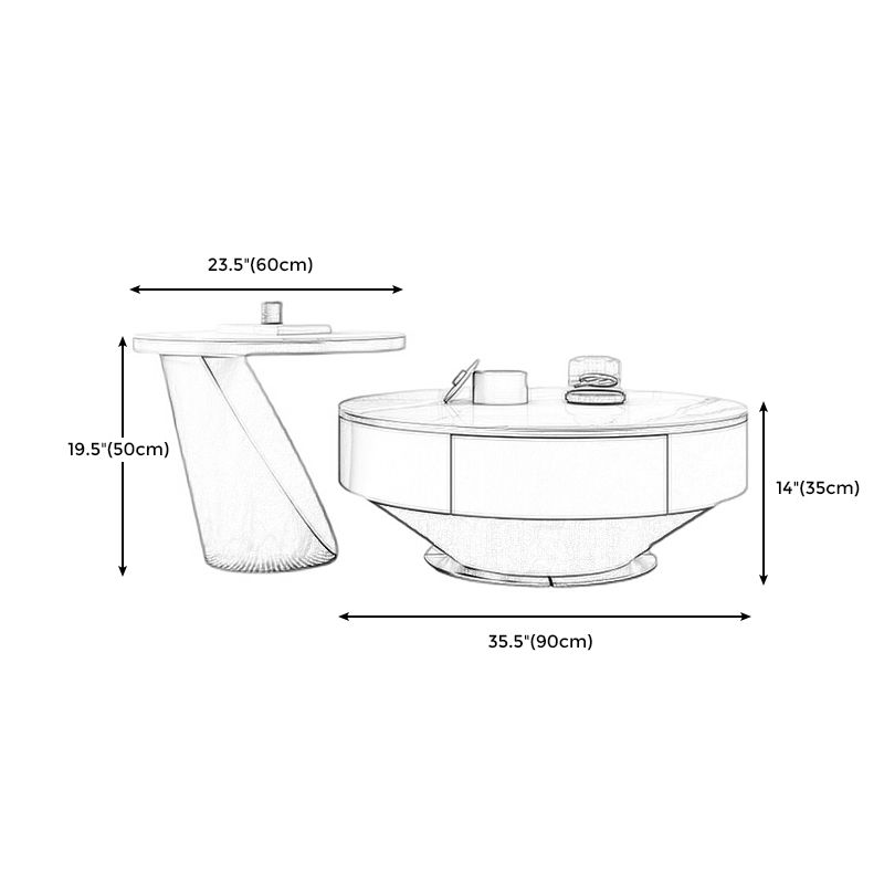Modern Marble Drum Coffee Table Round Cocktail Table in white