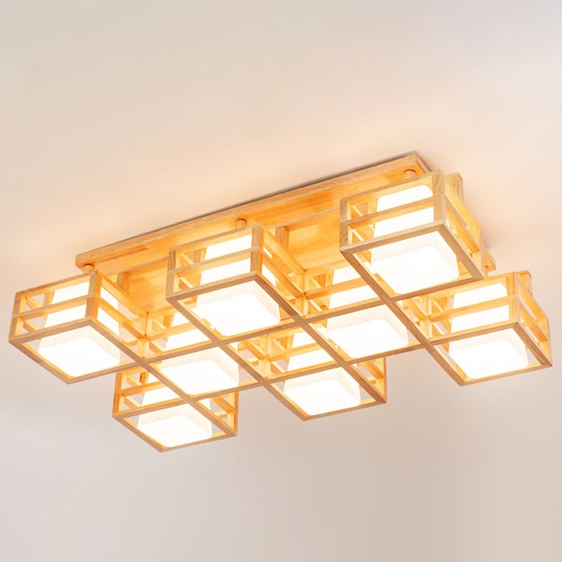 Log kleur geometrische inbouw in moderne creatieve stijl houten plafondarmatuur voor binnen