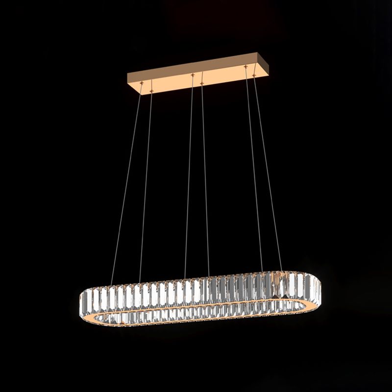 Iluminación colgante lineal luz colgante contemporánea con sombra de cristal para comedor