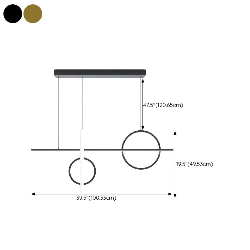 Modernism 4-Light Golden/Black Ceiling Light Metal Island Lighting for Dining Room