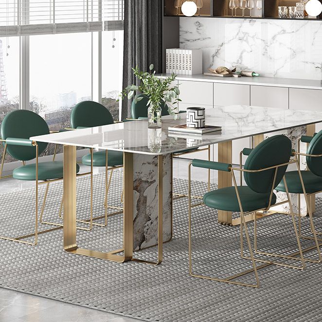 Modern Sintered Stone Dining Room Set Standard Height with Double Pedestal Base Dining Furniture