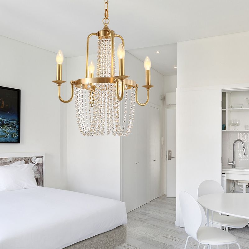 4/6 lumières Lumières Light Minimalisme minimalisme Kit de lampe suspendue en cristal en or pour la chambre