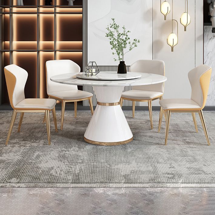 Modern Style 1/4/5/7 Pieces Dining Sintered Stone Dining Table Set with Metal Legs