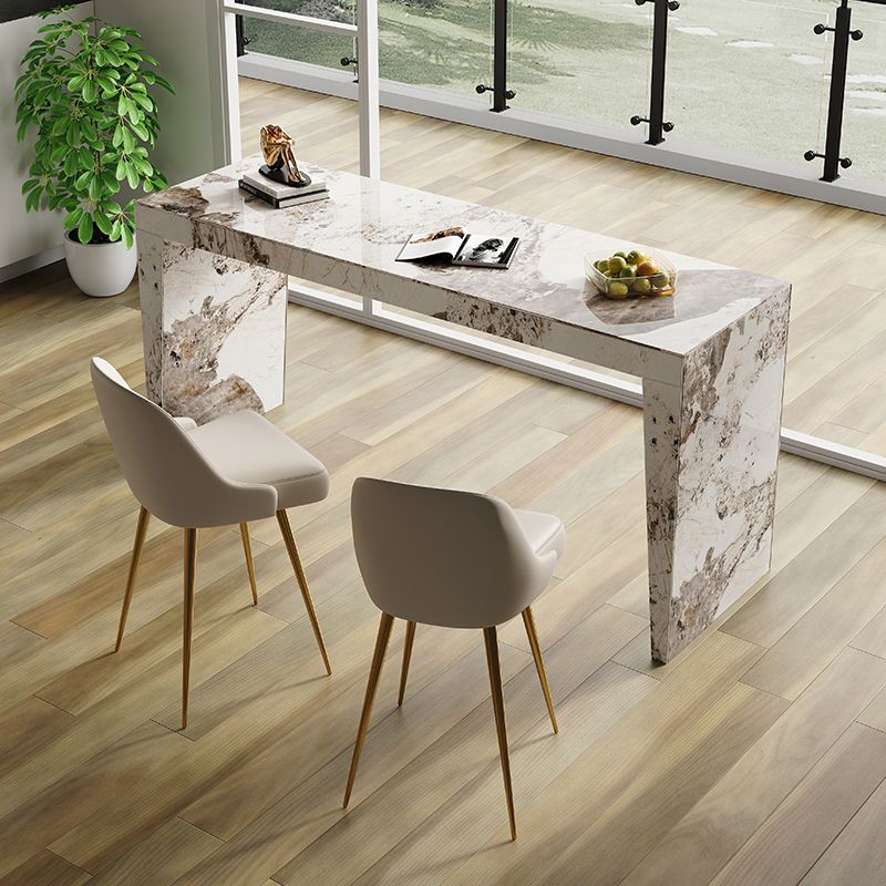 1/3 Pieces Glam Style Rectangle Sintered Stone Counter Table with High Stools
