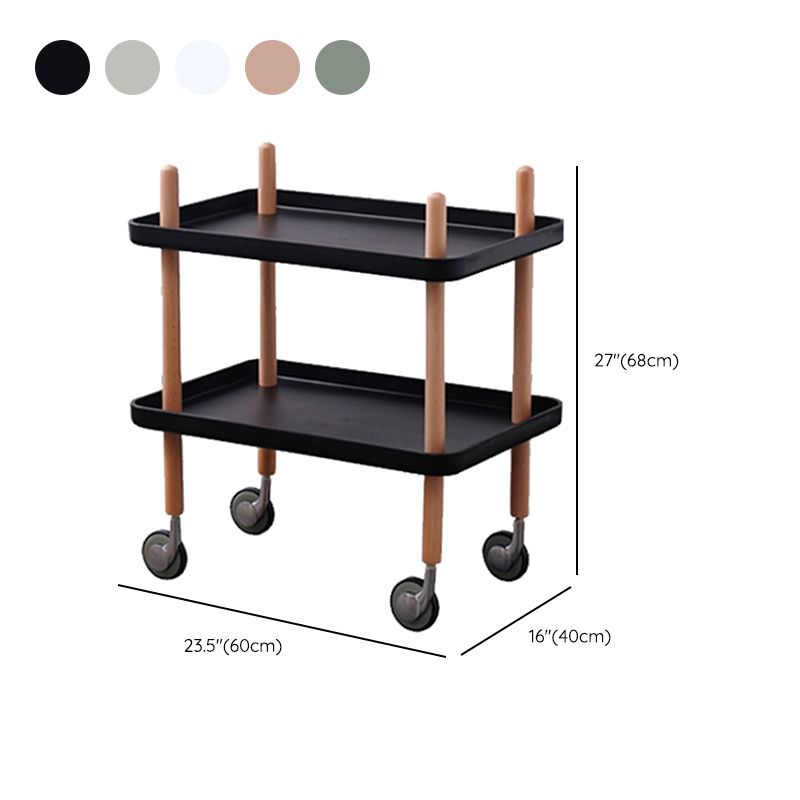 Modern 4 Legs End Table 2-Tier Wooden Accent Side Table for Living Room