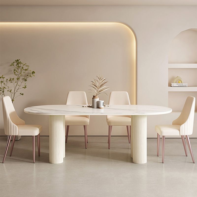 Contemporary Sintered Stone Dining Table Oval Dinner Room Table