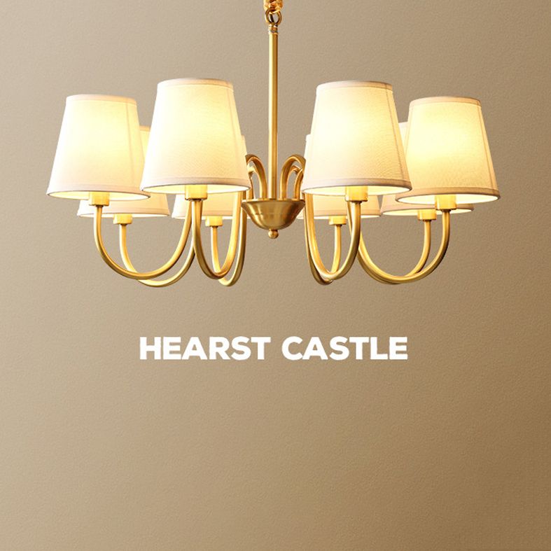 Traditional Creative Sputnik Hanging Lamp Copper Indoor Pendant Light with Fabrics Shade
