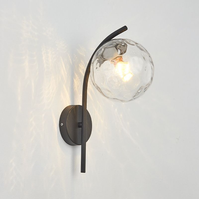 Contemporary Glass Lampshade Wall Sconce 1 Head Metal Wall Mounted Light Fixture