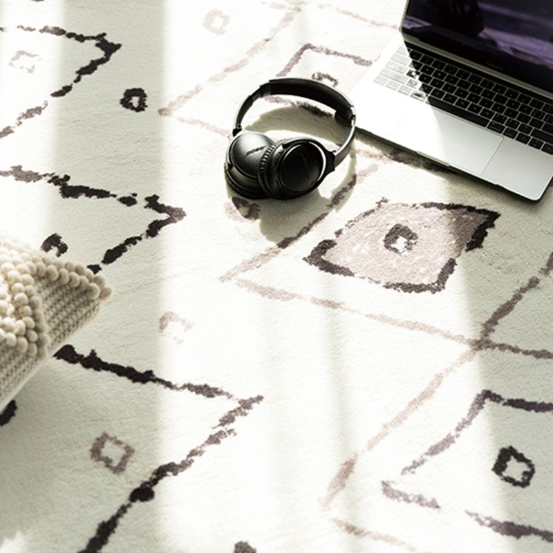 Witte toon woonkamer tapijt retro tribale totem afdruksgebied vloerkleed polyester met niet-slip achterste tapijt