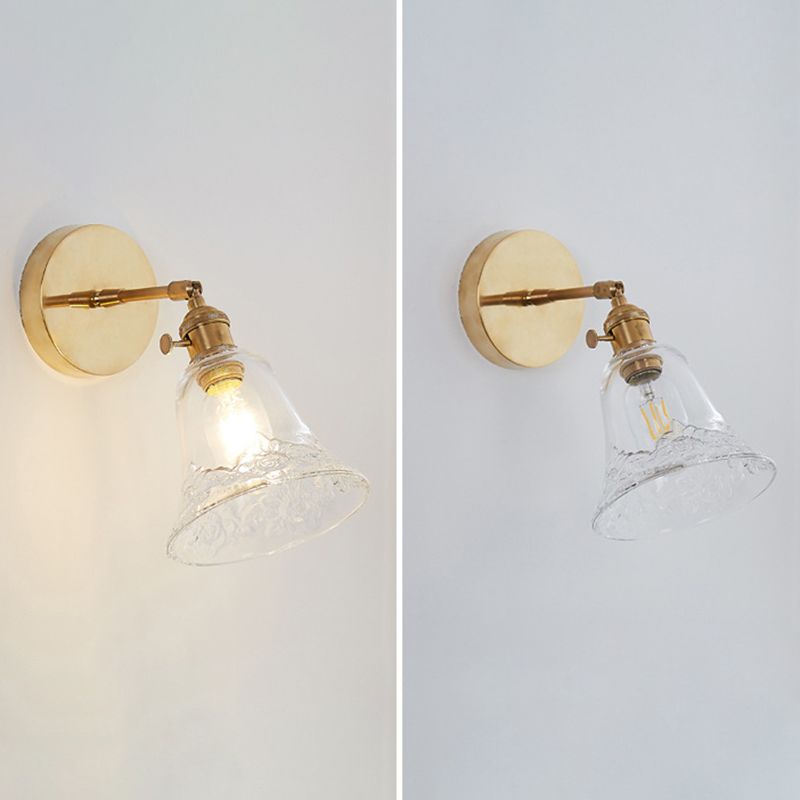 Gold Modern Styly Glass Lampa de pared de la lámpara de pared Ajustable Luz de aplastador de una sola bombilla