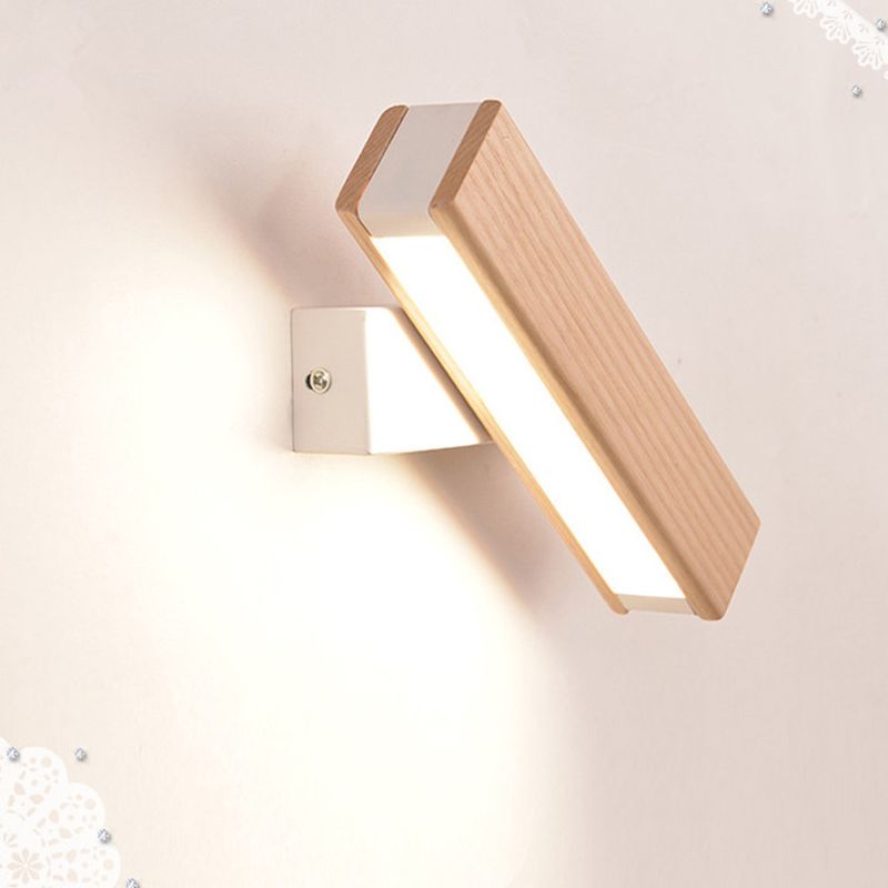 Modern Wood Wall Sconce Adjustable Rotatable LED Light Room Indoor Foyer Lighting