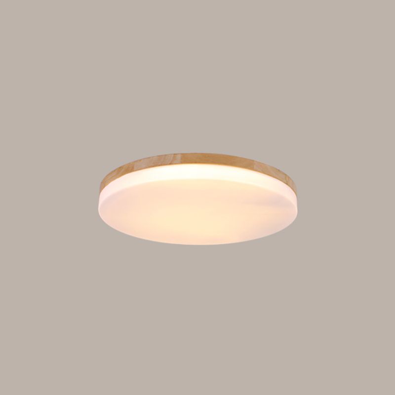 Geometry Shape LED Ceiling Lamp Modern Simple Style Wood 1 Light Flush Mount for Study Bedroom