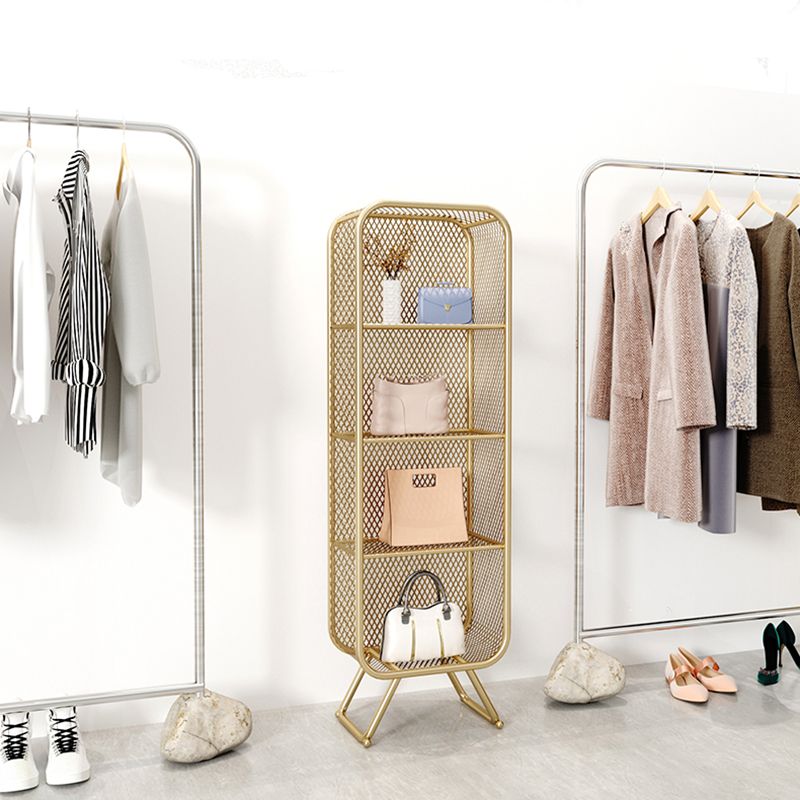 Closed Back Bookcase Glam Style Bookshelf for Home Office and Study Room