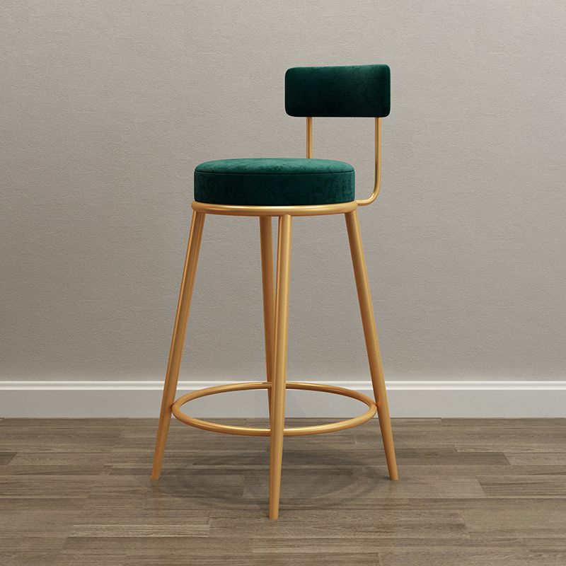 Tabouret de barre de pied rond glamour Velvet Low Back Back Intérieur Counter avec des jambes dorées