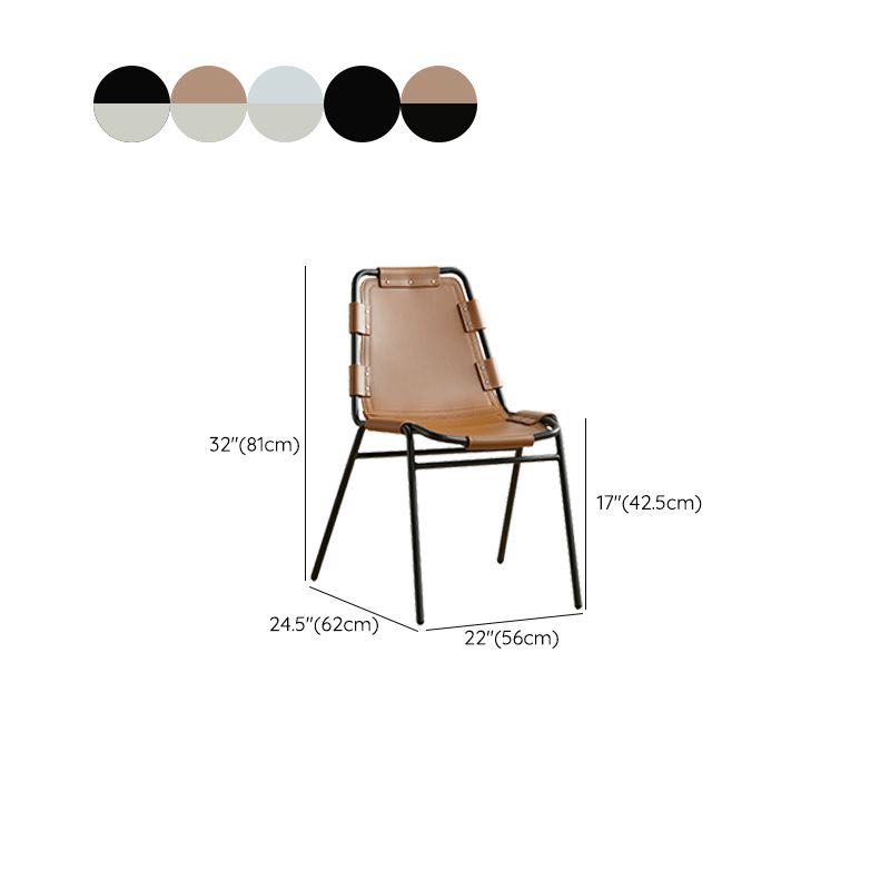 Modern Style Side Chair Leather Metal Base Dining Chair for Home