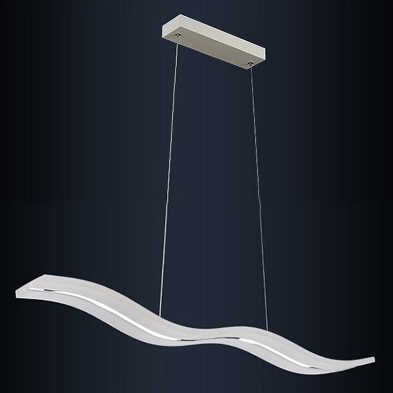 Modern Simple Style Wavy Island Lamp LED Hanging Light for Dining Room