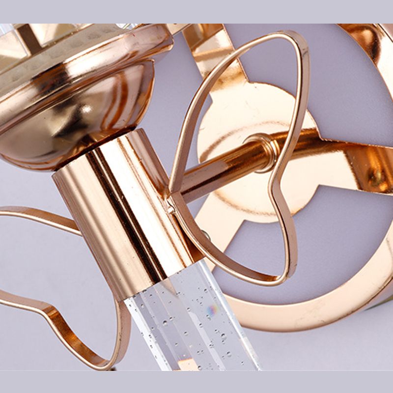 Rose Gold Small Wall Lighting Minimalist 1-Light Prismatic Crystal Sconce for Hallway