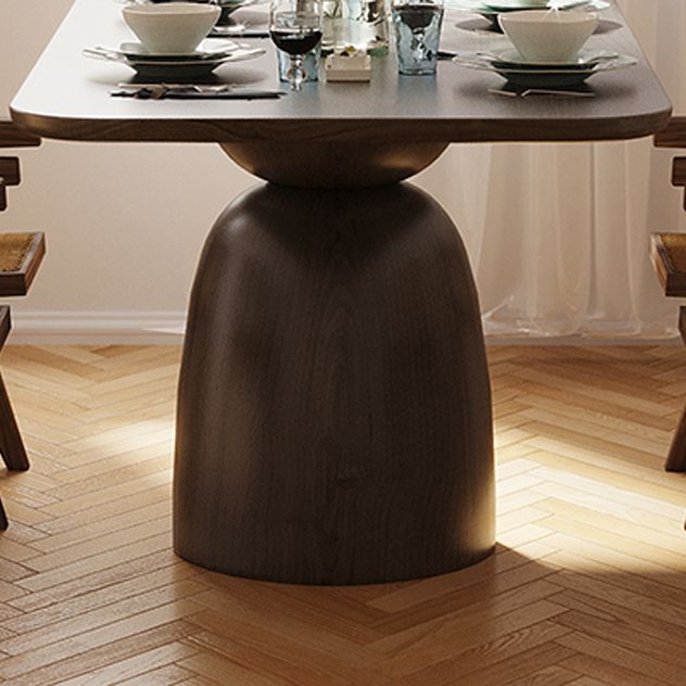 Mesa de comedor de madera maciza en color marrón para mesa moderna de restaurante con base de madera