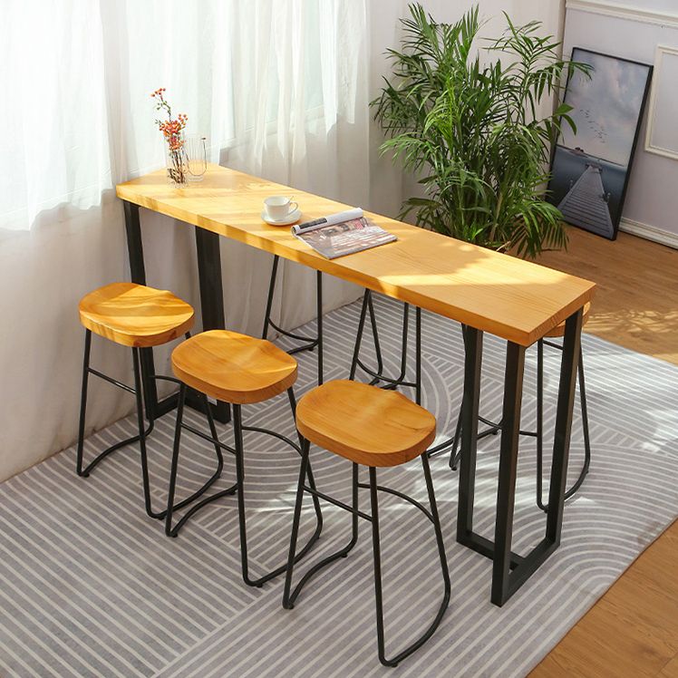 Modern Rectangle Solid Wood Bar Table Set 1/4/7 Pieces Counter Table with Backless Stools