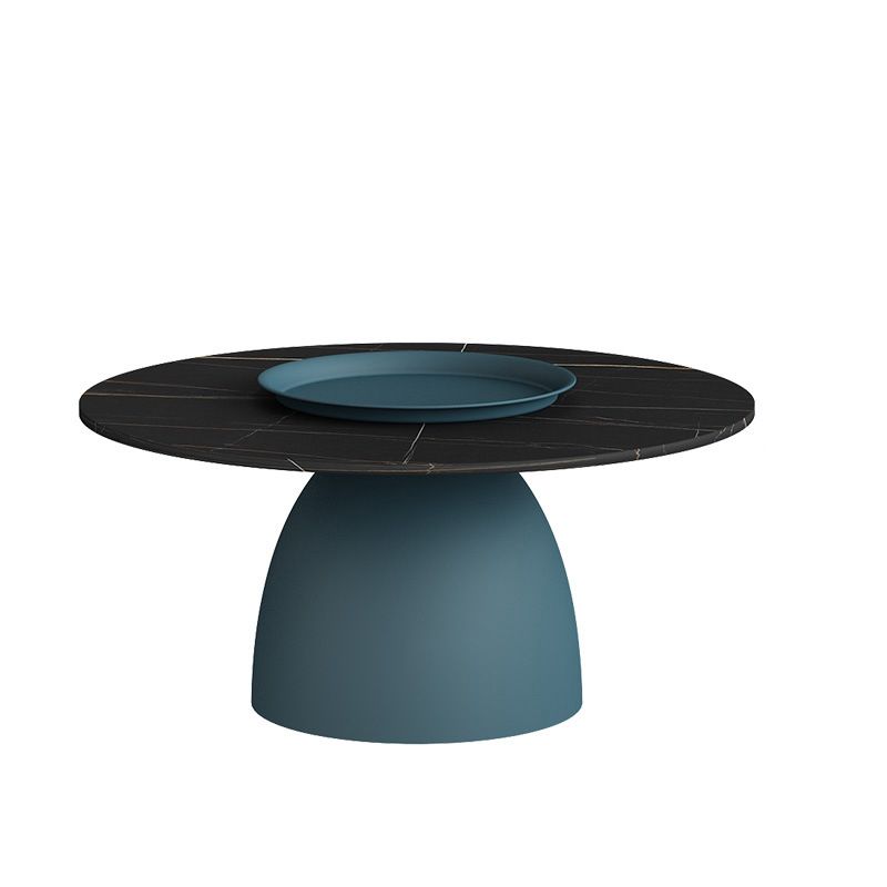 Modern Style Rock Plate Top Metal Iron Base Round Coffee Table