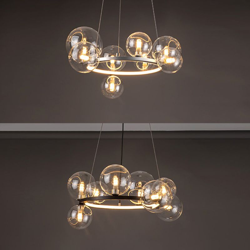 Globe Chandelier Light Fixture Modern Clear Glass Pendant Lighting for Restaurant