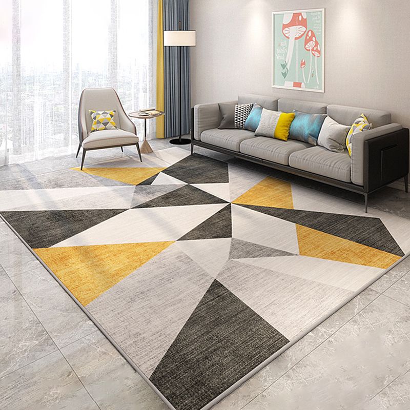 Stylish Modern Area Rug Multicolor Geometric Pattern Carpet Stain Resistant Non-Slip Backing Washable Rug for Drawing Room