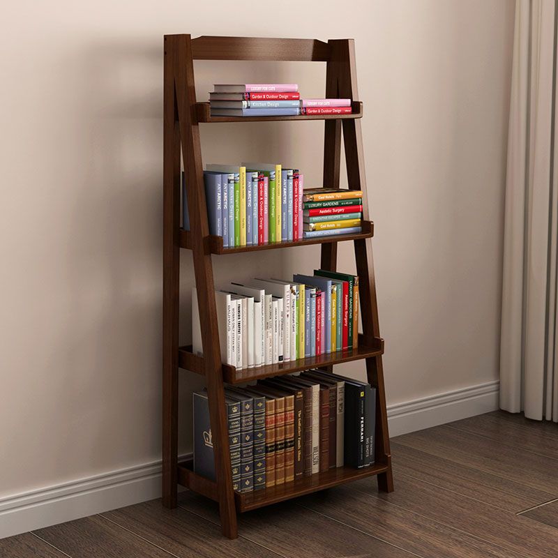 4-Shelf-Gummi-Holzleiter-Bücherregal moderne vertikale Bücherregal für Zuhause