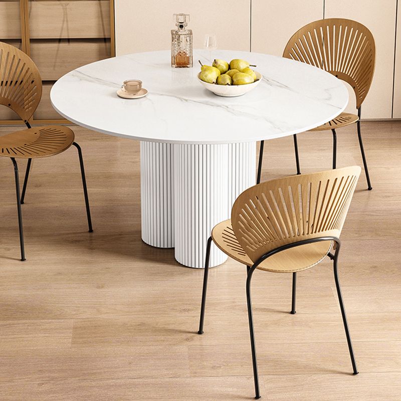 Round Standard Height Dining Table Modern White Wood Dining Site Table