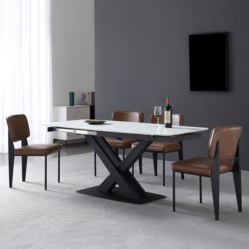 Modern Adjustable 1/4/5/7 Dining Table Set Rectangle Indoor Dinette Set in White