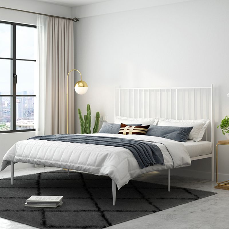 Modern Style Metal Slat Standard Bed with Rectangular Headboard