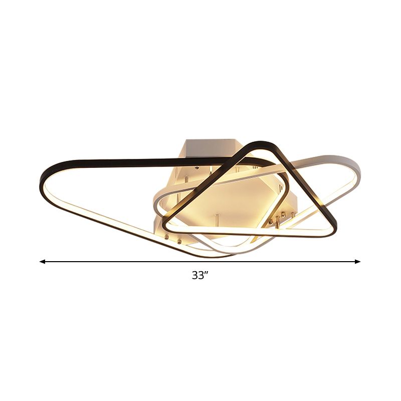 Overlapping Acrylic Ceiling Light Fixture Modern 33"/42" W LED Black and White Semi Flush Mount Lighting