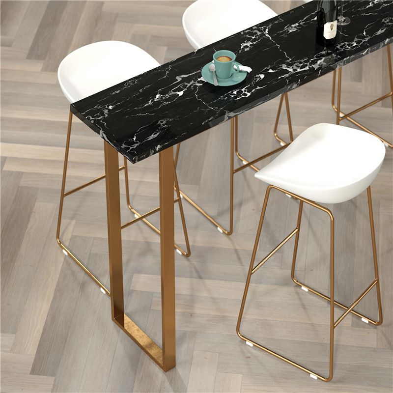 Glam Faux Marble Bar Counter Table Rectangle Bar Counter Table for Kitchen