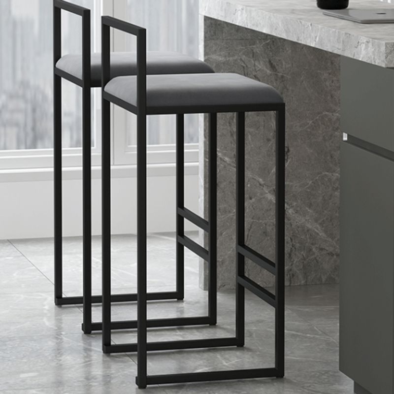 Nordic Steel Low Back Barstool Simple Indoor Tall Stool with Upholstered