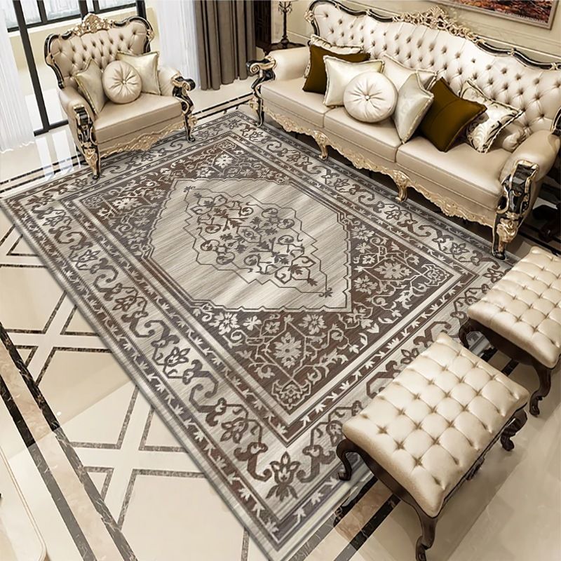 Teppich aus der Mitte des Jahrhunderts Nostalgie Blumendruck Teppich Polyester Anti-Rutsch-Rücken-Wohnzimmer Teppich