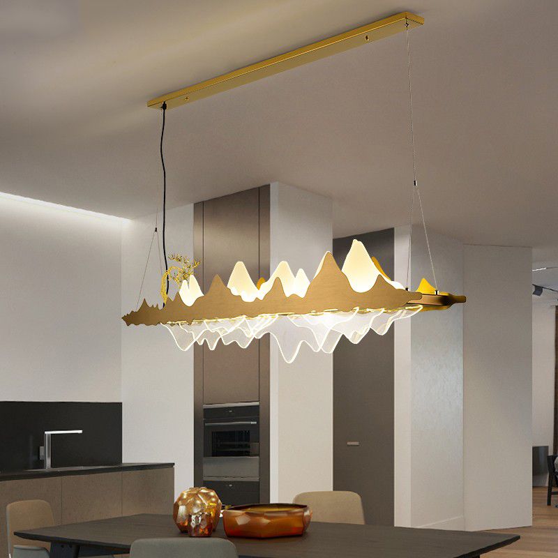 Idee per illuminazione dell'isola a led in metallo moderno lampada lampadario lineare per sala riunioni