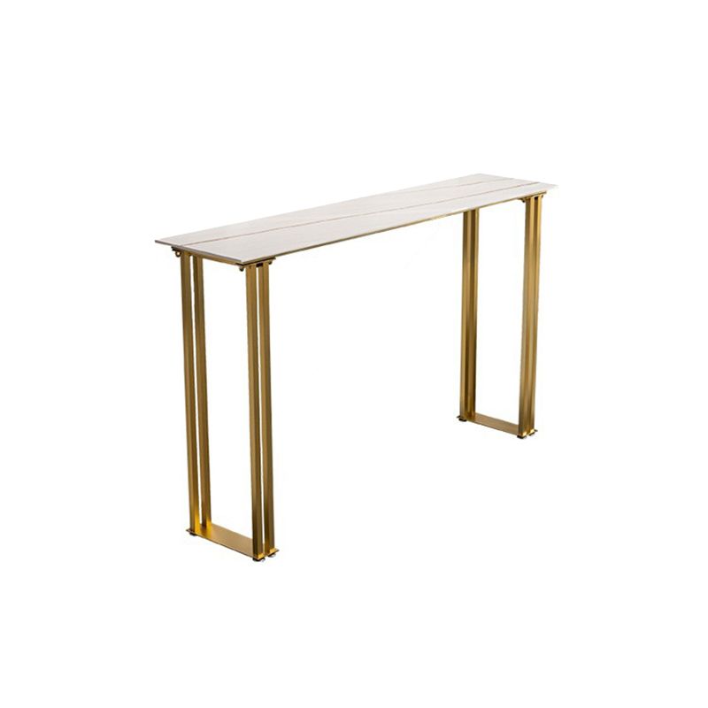 Industrial Bar Height Table Stone Top Bistro Bar Table with Gold Base