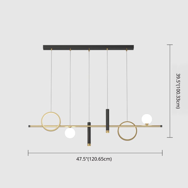Luce a sospensione per isola a led nera e oro in moderna luce del soffitto in ferro battuto con lampada in alluminio