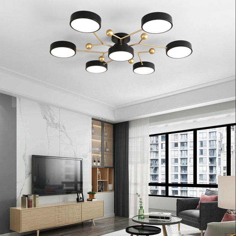 Molecular LED Semiflush Monte Light Macaron Style Metallo Living Camera Soffitto Luce