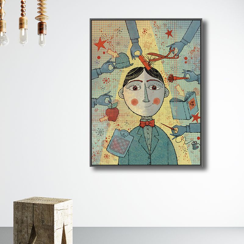 Enfants garçon coupe dessin Art impression couleur Pastel chambre d'enfants toile pour la décoration