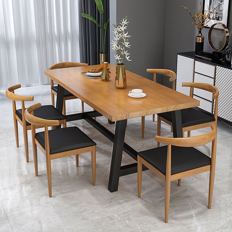 Industrial 1/4/7 Pieces Furniture Solid Wood Rectangle Dining Set in Brown
