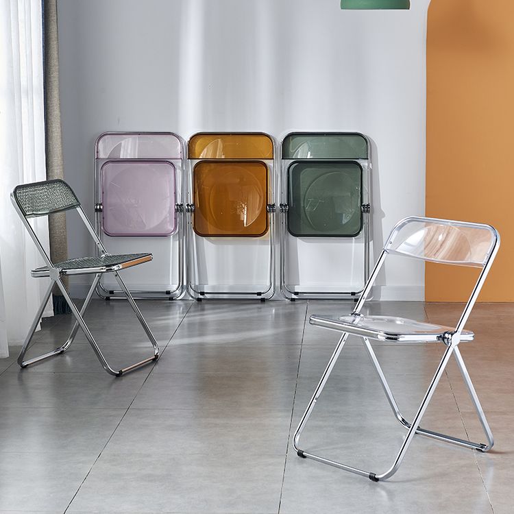 Chaise latérale pliante sans bras de style contemporain, chaise d'appoint simple à dossier ouvert